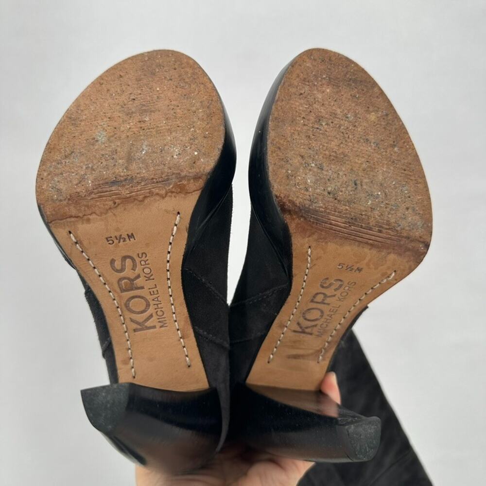 Michael Kors Knee High Boots Womens 5.5‎ Gray Suede Leather Old Money Luxury - Picture 5 of 7